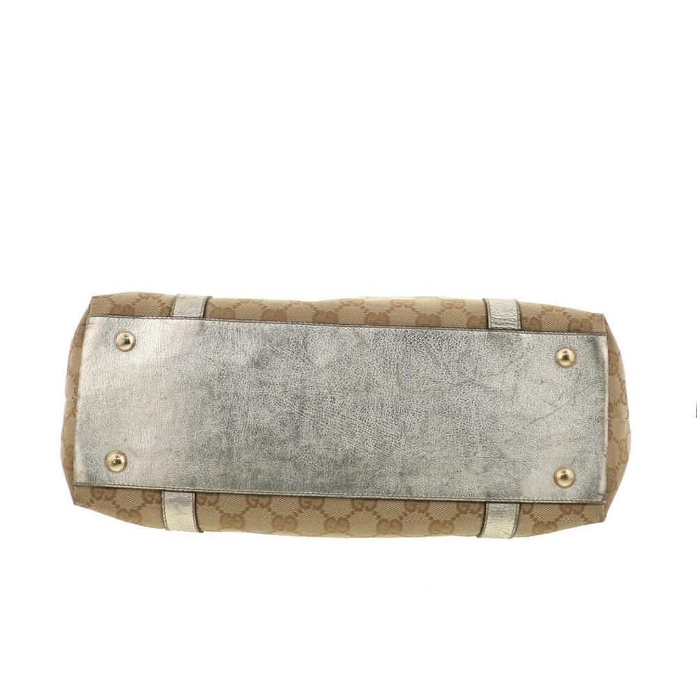 Gucci GG Canvas Abbey Tote bag metallic gold leather trim - Picture 5 of 6